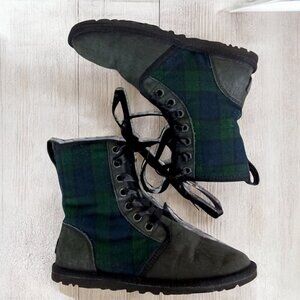90s‎ Grunge Ugg Jaxen Plaid Shearling Lace Up Combat Boots Size 5